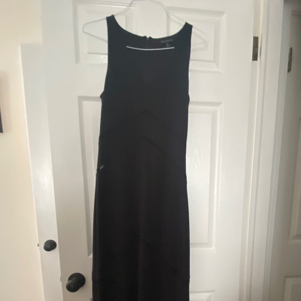 Banana republic Black sleeveless ponte ladder lace dress